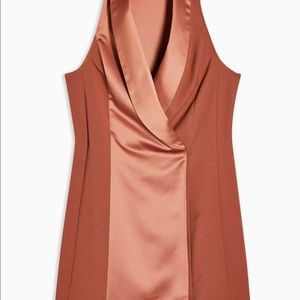 NWT Topshop Pink Satin Tuxedo Dress US Size 10